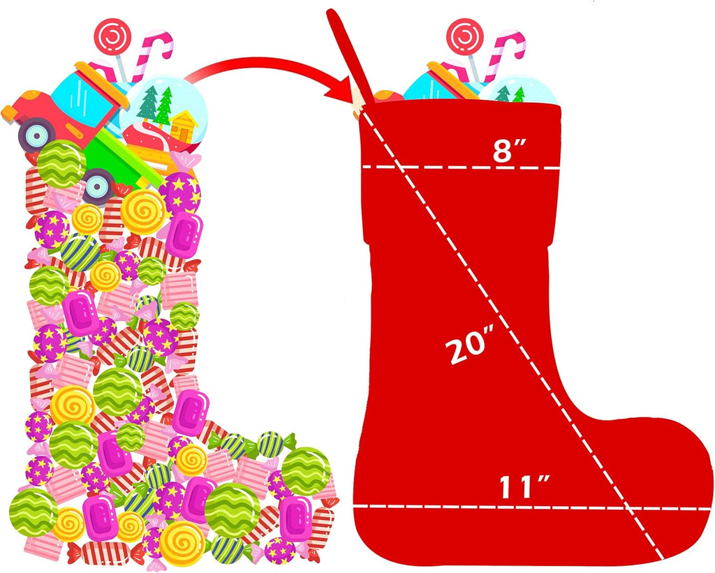 Christmas Stockings Set of 4 Large Family Xmas Stocking 20" Silhouette Buffalo Red Plaid Fireplace Hanging Holiday Decor 4 Pack