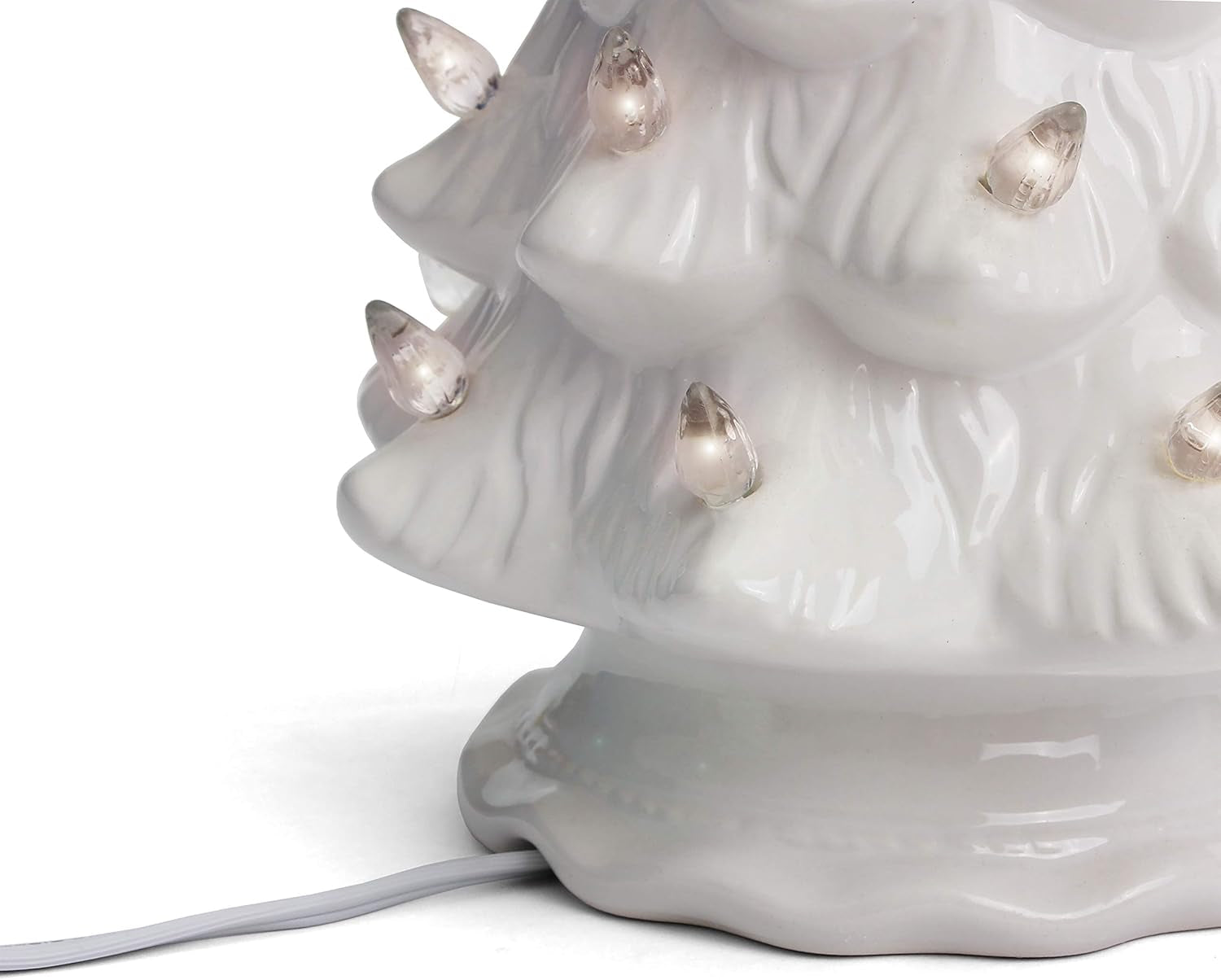 Delightful Vintage White Ceramic Christmas Tree with Colorful Lights - Perfect 6.75 Inch Holiday Decor