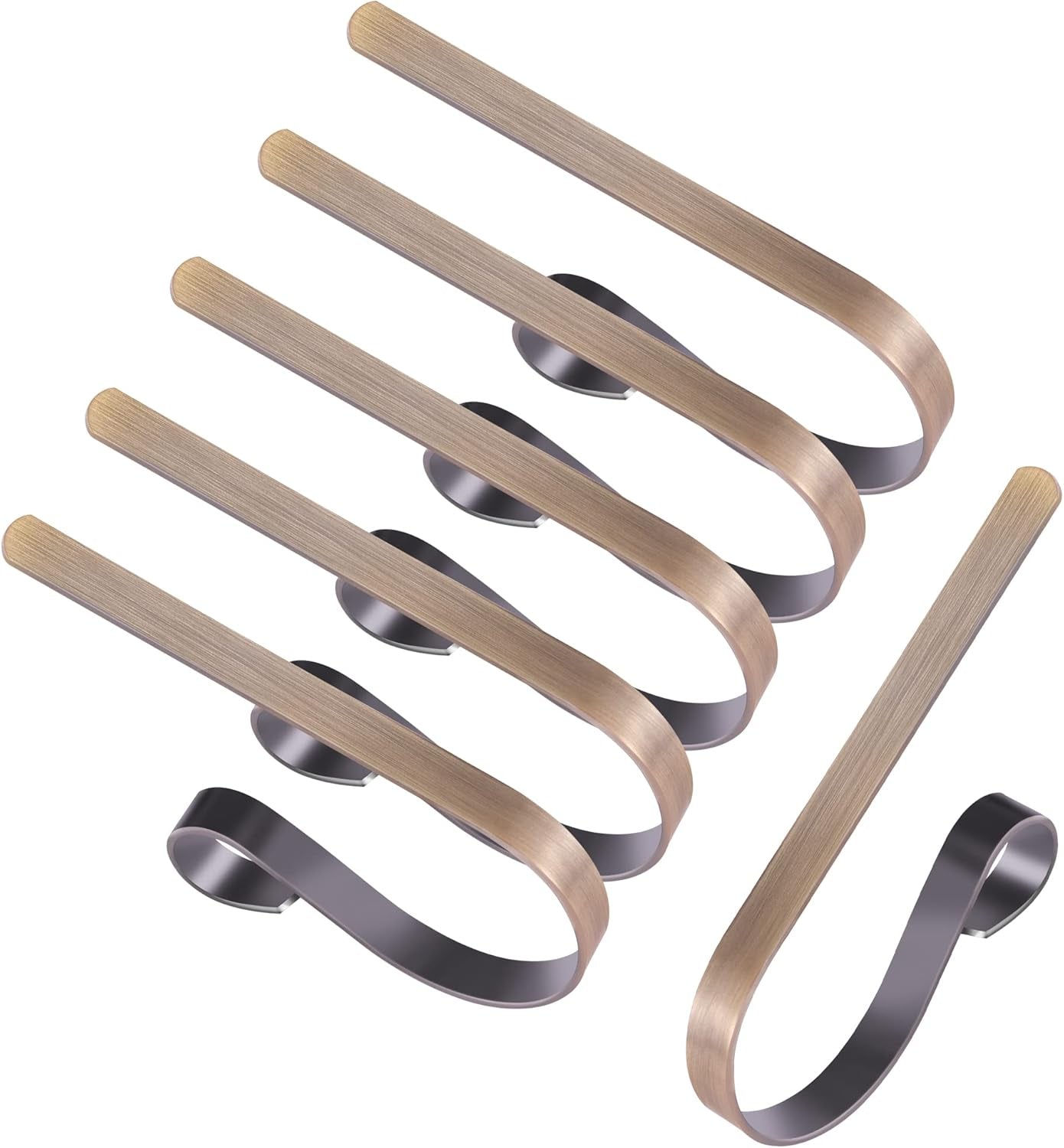 Chic Brass Christmas Stocking Holders - Set of 6 Stylish Mantle Clips for Your Festive Fireplace