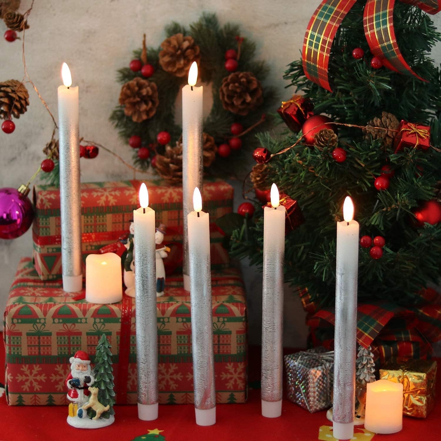 Transform Your Home with Enchanting 9-Inch Silver Flameless Taper Candles - Effortless Remote Control & Timer for Magical Holiday Decor