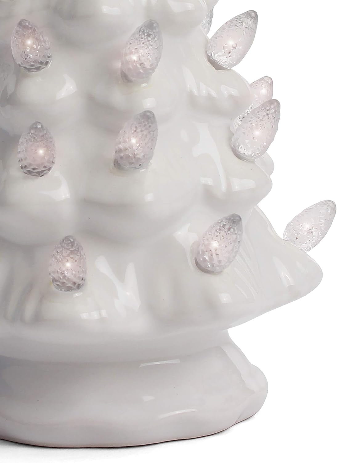 Delightful Vintage White Ceramic Christmas Tree with Colorful Lights - Perfect 6.75 Inch Holiday Decor