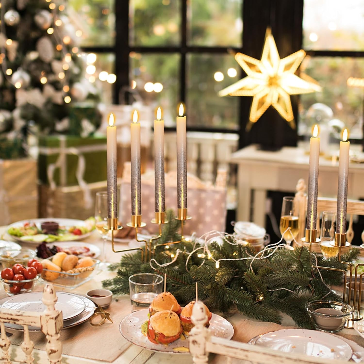 Transform Your Home with Enchanting 9-Inch Silver Flameless Taper Candles - Effortless Remote Control & Timer for Magical Holiday Decor