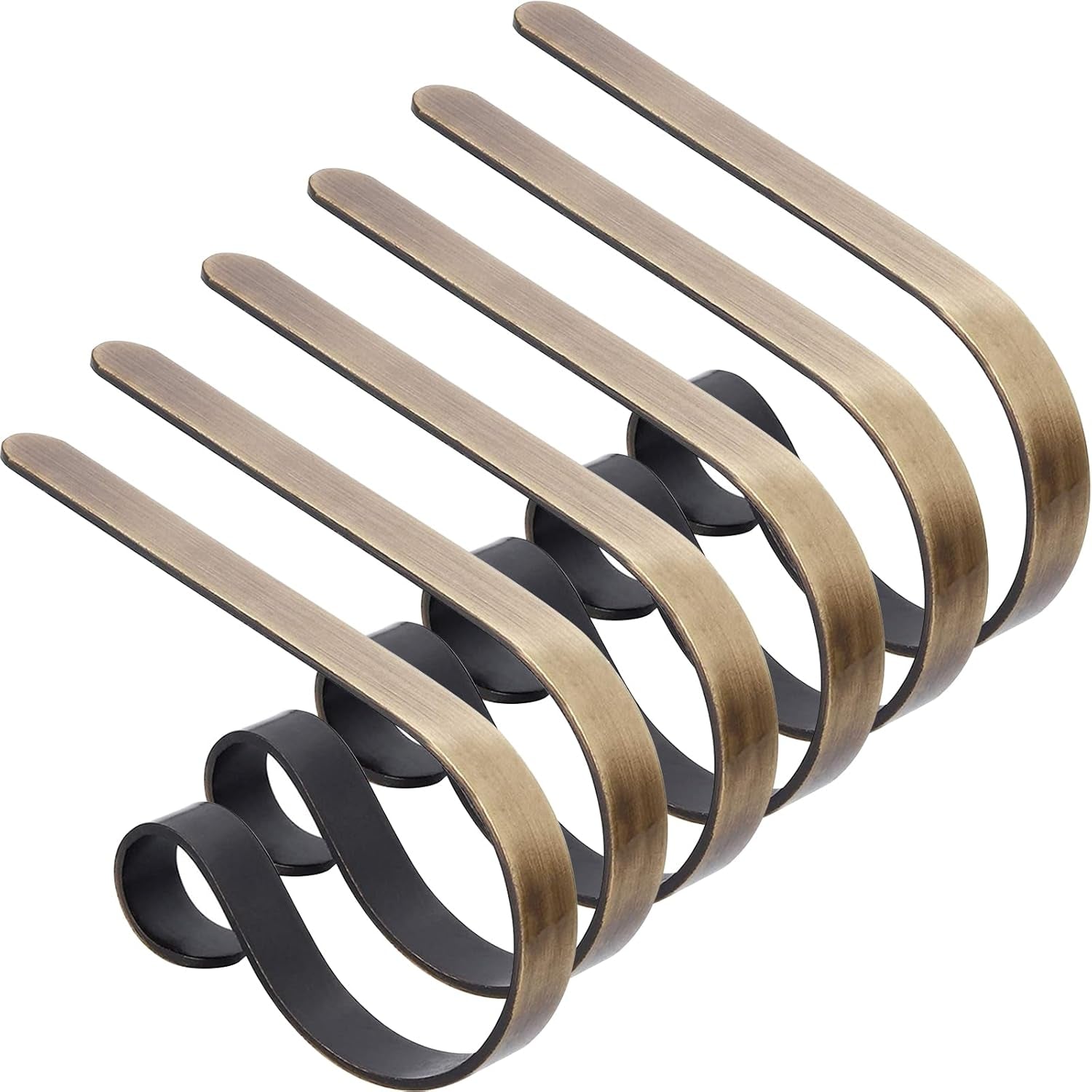 Chic Brass Christmas Stocking Holders - Set of 6 Stylish Mantle Clips for Your Festive Fireplace