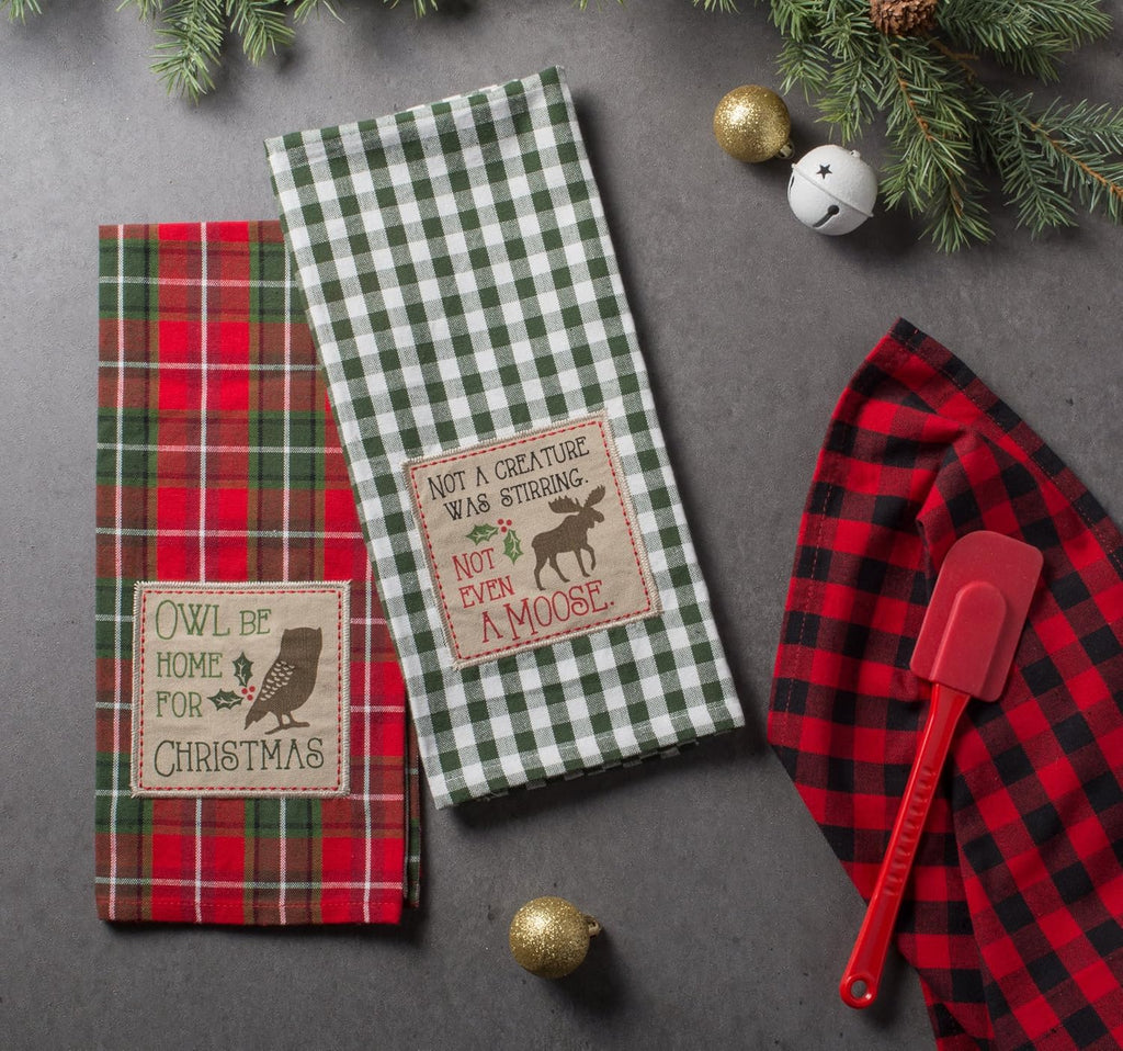 Celebrate the Season with Our Festive Holiday Kitchen Towels - Embroidered Dish Towel Set, 18x28, Cabin Christmas, 3 Piece