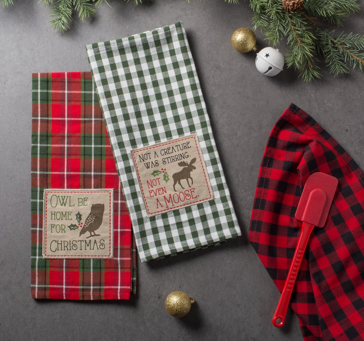 Celebrate the Season with Our Festive Holiday Kitchen Towels - Embroidered Dish Towel Set, 18x28, Cabin Christmas, 3 Piece