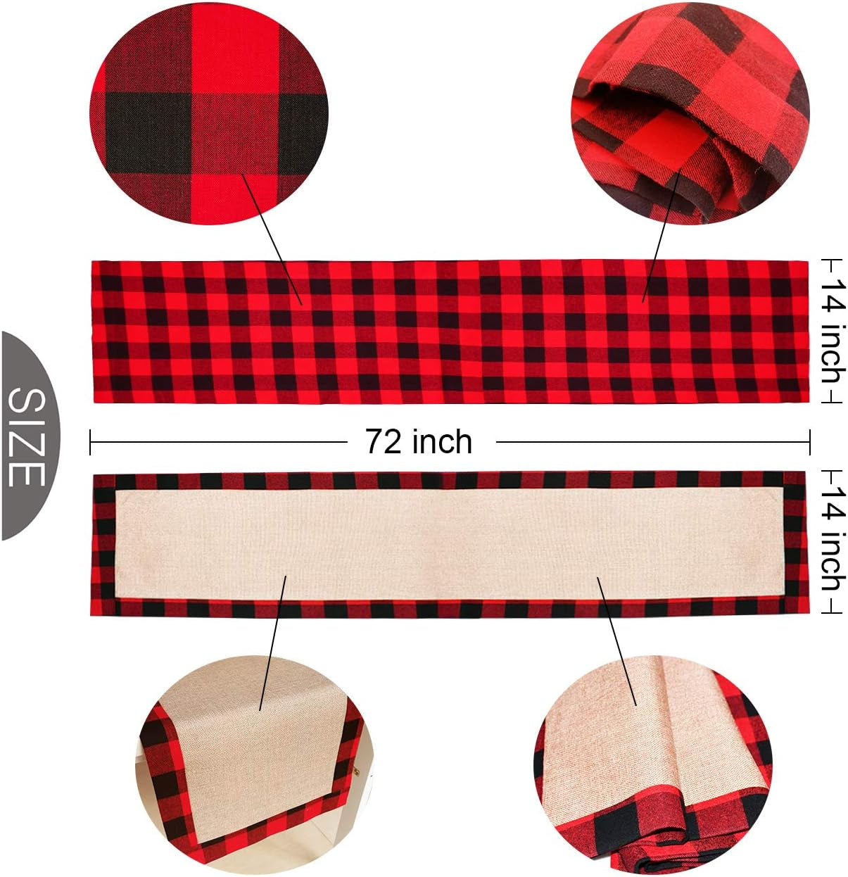 Chic Reversible Buffalo Plaid Table Runner - Elevate Your Holiday Dining with Stylish Burlap & Cotton Decor