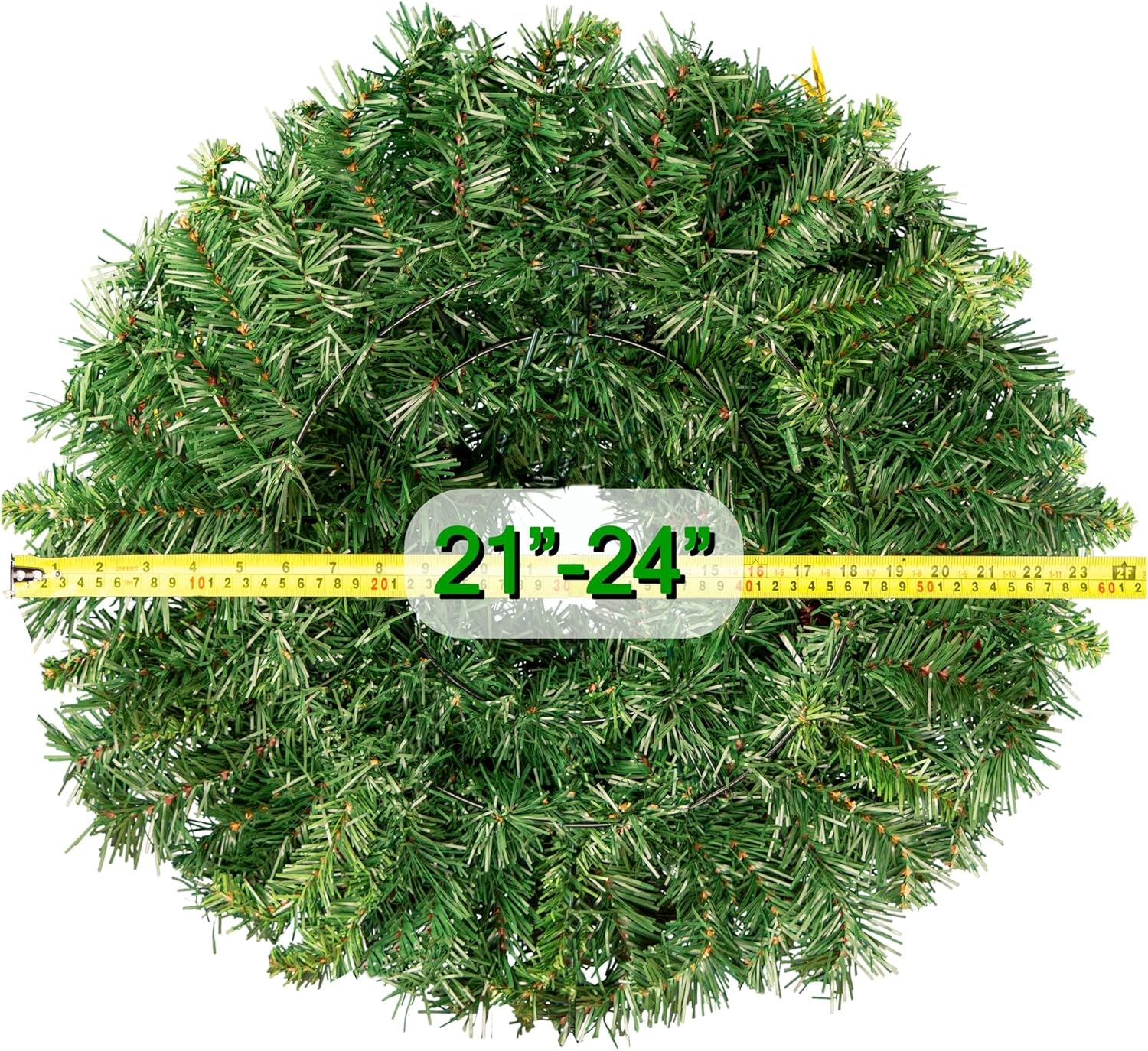 Gorgeous 24-Inch Christmas Wreath - Lush Artificial Greenery Adorned with Red Poinsettias, Gold Leaf Accents, and a Sparkling Glitter Bow - Ideal for Your Front Door Décor!