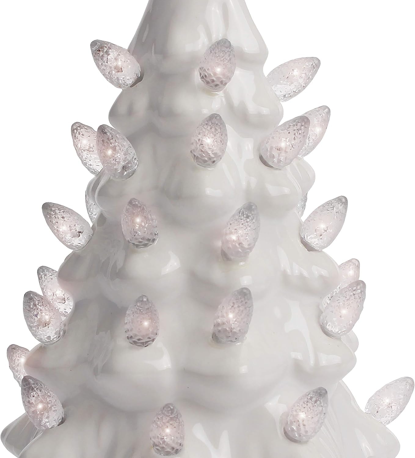 Delightful Vintage White Ceramic Christmas Tree with Colorful Lights - Perfect 6.75 Inch Holiday Decor